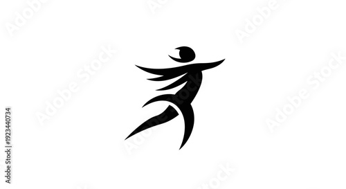 Black silhouette of a dancing figure.