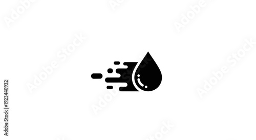 Black water drop with splash effect.