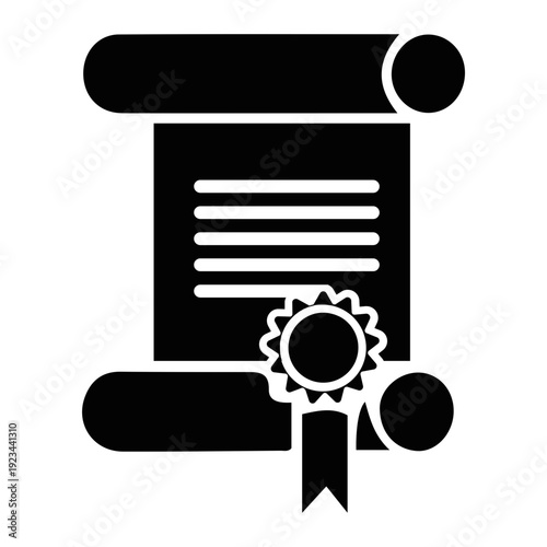 Certificate Icon with Ribbon and Seal.