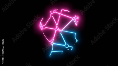 Wallpaper Mural Silhouette of a woman's head. Scientific medical design. Molecule and communication style design of the icon. Connected lines with dots. Neon shine. Torontodigital.ca