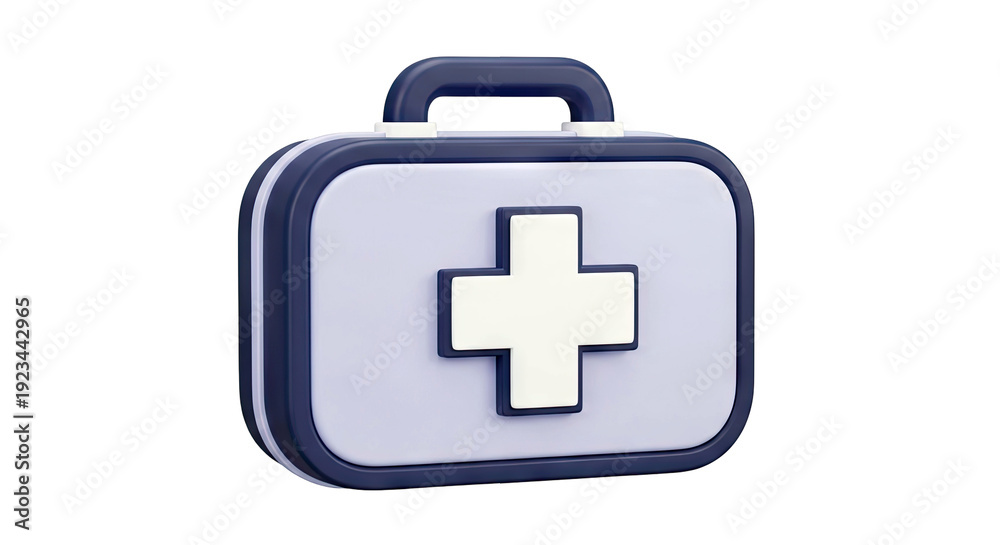 Obraz premium 3D Rendered First Aid Kit with Cross Symbol