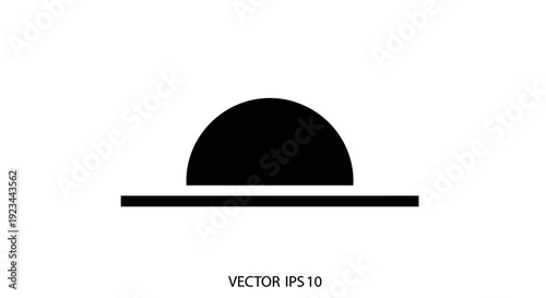 Black semicircle on flat surface.