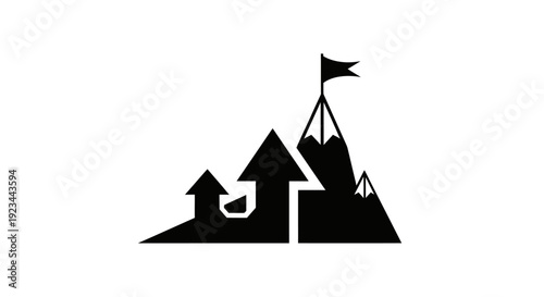 Black silhouette of business growth graph.