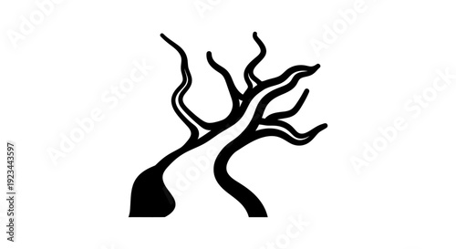 Black silhouette of a tree branch.