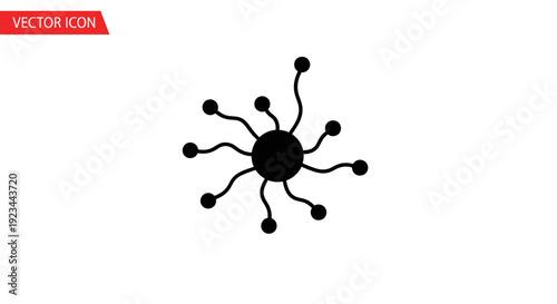 Black virus cell icon graphic symbol.