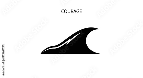 Black wave symbol courage concept icon.