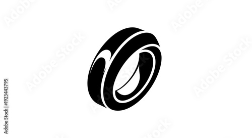 Black and white rubber car tire.