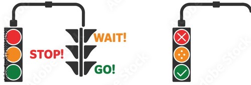 Traffic Control Gesture Icon Set, Stop Wait Go and Thumbs Up Safety Signals in Red, Green and Yellow, Vector Illustrations for Road Safety, 