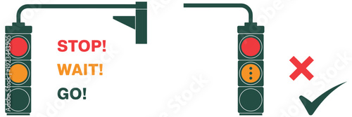 Traffic Control Gesture Icons, Stop Wait Go Thumbs Up Safety Signals, Red Green Yellow Vector Set, Road and Traffic Safety Illustrations, Driver and Pedestrian Guidance Symbols, Vector Design.