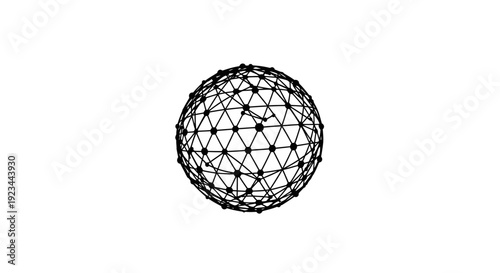 Geometric wireframe sphere with triangles.