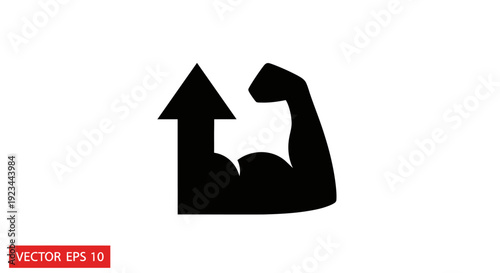 Black flexed arm with arrow.