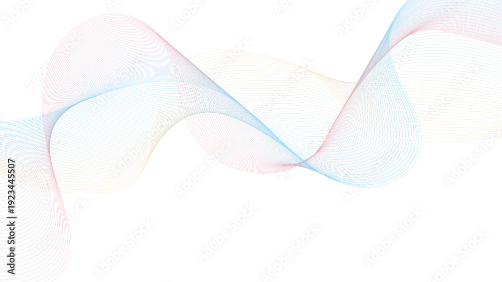 Obraz premium Abstract backdrop with pink and blue wave lines on white background. Modern technology background, wave design. Vector illustration