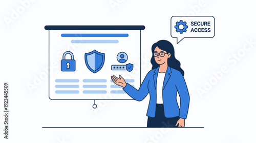 Woman Explaining Secure Access d flat vector isolated white background