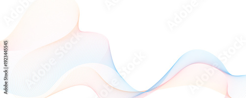 Abstract smooth blue and pink wave line pattern on a white background. Ideal for minimalist design, abstract concepts, or digital backgrounds.