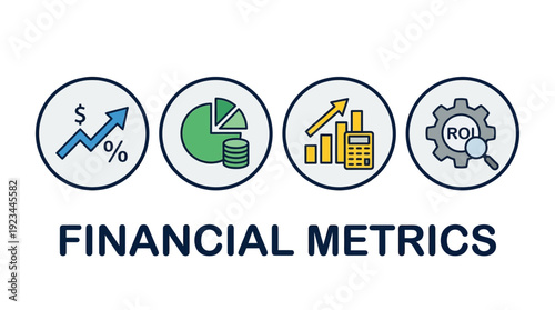 Financial Metrics d flat vector isolated white background