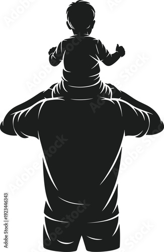 Dad Carrying Child on Shoulders Silhouette Vector father daughter 1