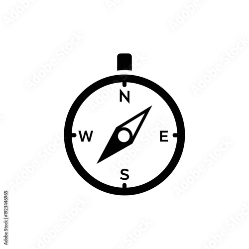 Black and white compass navigation tool.