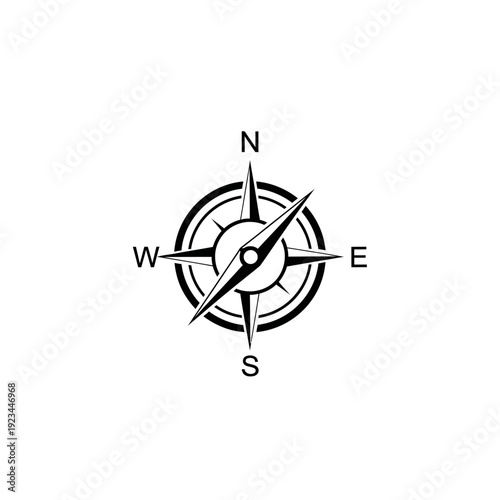 Black and white compass navigation tool.