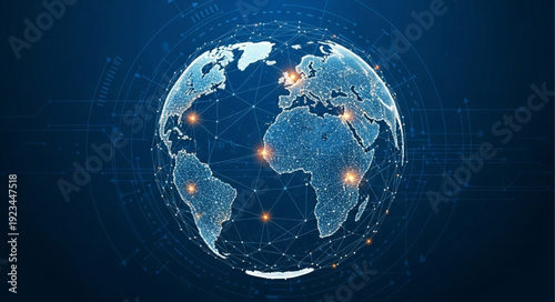 Digital Globe with Connections and Lights.