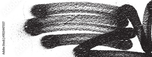 Black and white abstract graffiti spray paint texture on white background.