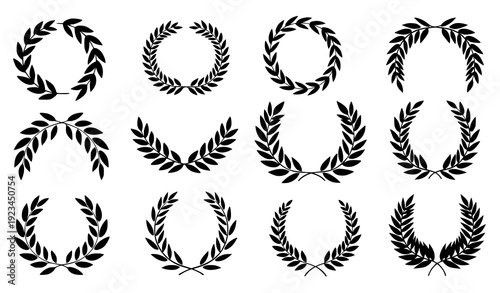 Hand-Drawn Laurel Wreaths Vector Collection with Floral and Leaf Frames for Invitations