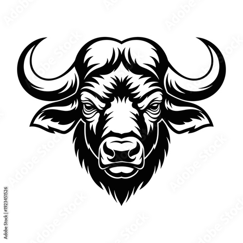 African Buffalo Head Silhouette Logo Design