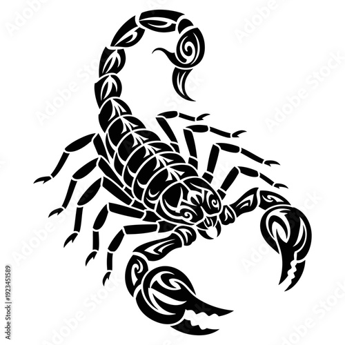 Scorpion Illustration A Detailed Black and White Tattoo Design or Symbol of Strength and Danger