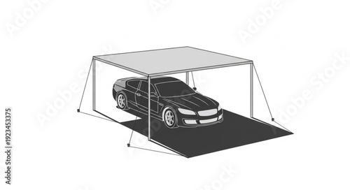 Car Parked Under Carport Structure.