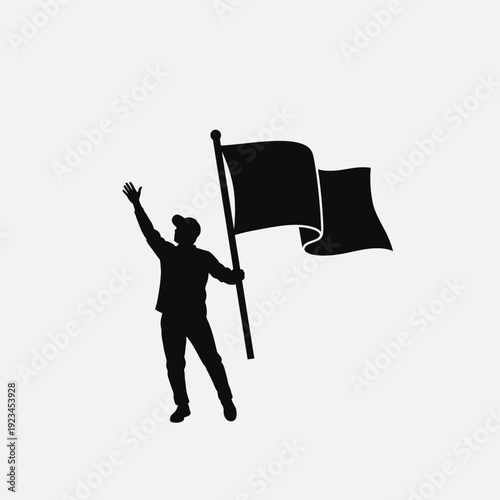 Man holding a flag and celebrating.