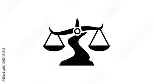 Black silhouette of balance scales icon.