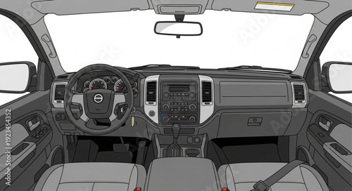 Car Interior Dashboard Steering Wheel.