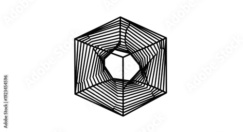 Geometric shape with lines and hole.
