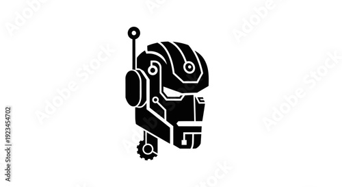 Robot head with mechanical details.