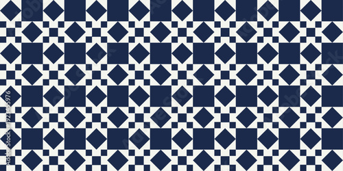 Seamless Geometric Sawtooth Star Quilt Pattern Background | Navy blue