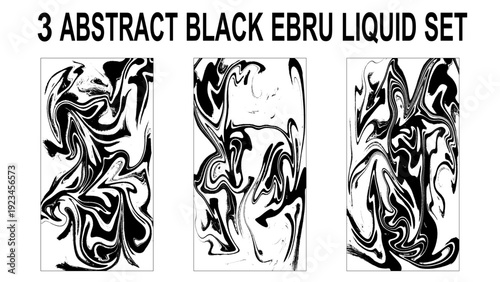 Prints with Graphic Stylish Liquid Ink Stains. Ebru Liquid Set.