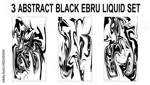 Prints with Graphic Stylish Liquid Ink Stains. Ebru Liquid Set.