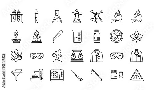 Modern Chemistry Laboratory Line Icons Editable Stroke Vector