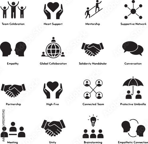 black and white icons set