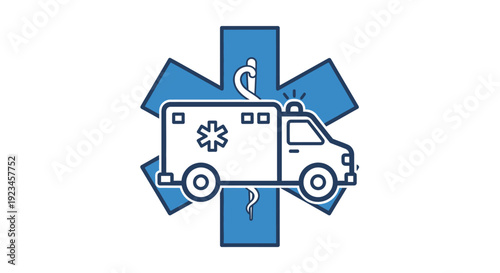 Ambulance medical symbol with cross emergency healthcare transport icon flat design isolated on white background modern illustration