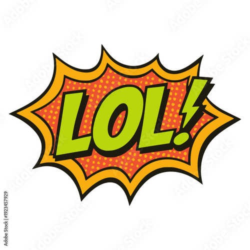 lol comic text effect retro vintage laugh comedy happy flat color vector illustration template design
