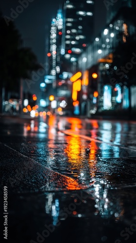 Wallpaper Mural City street reflecting lights at night Torontodigital.ca