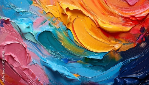 Close Up Of Abstract Colorful Oil Paint Background