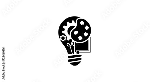 Black and white light bulb icon.