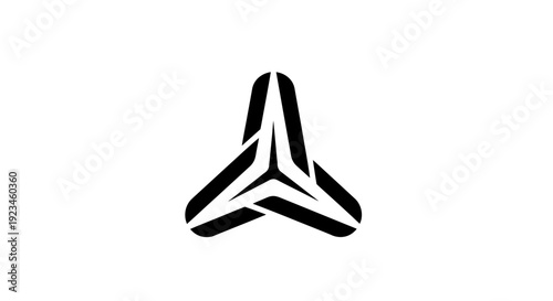 Black and white triangular shaped logo.