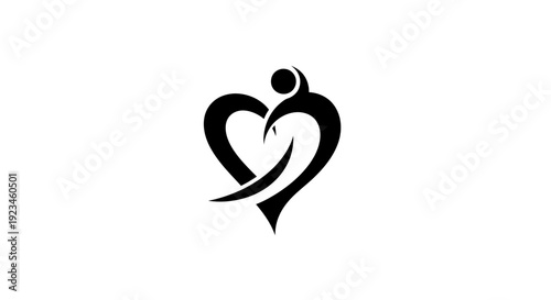 Black heart shaped love symbol logo.