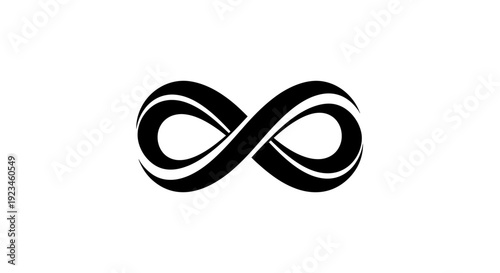 Black infinity symbol on white background.