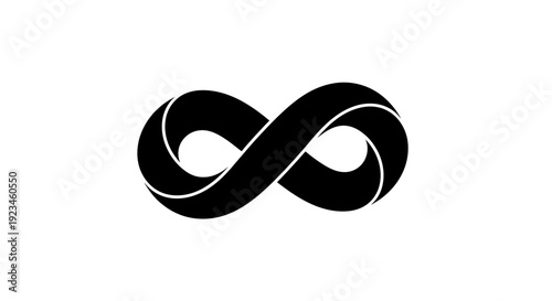 Black infinity symbol on white.