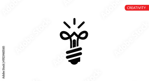 Black Light Bulb Icon Symbol.