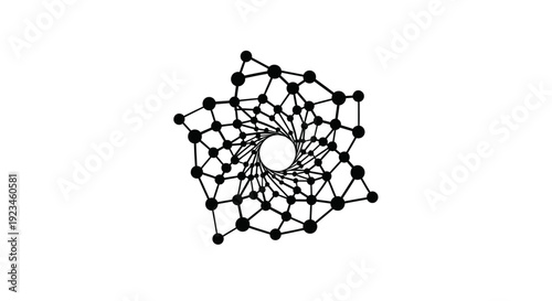 Black molecular structure model graphic.