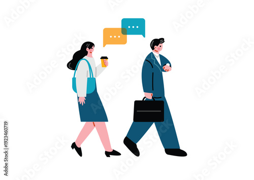 会話しながら歩くビジネスパーソンのイラスト